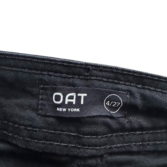 OAT NEW YORK Black Wide Leg Raw Hem Jeans High Rise Women Size 4 27 Grunge Retro - Picture 5 of 12